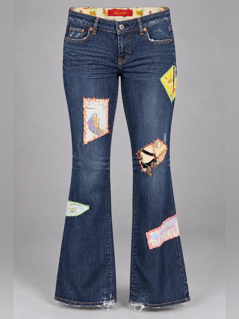Level 99 Patchwork Jeans Womens 29 Dark Wash Boho Y2K Flare Denim USA Made